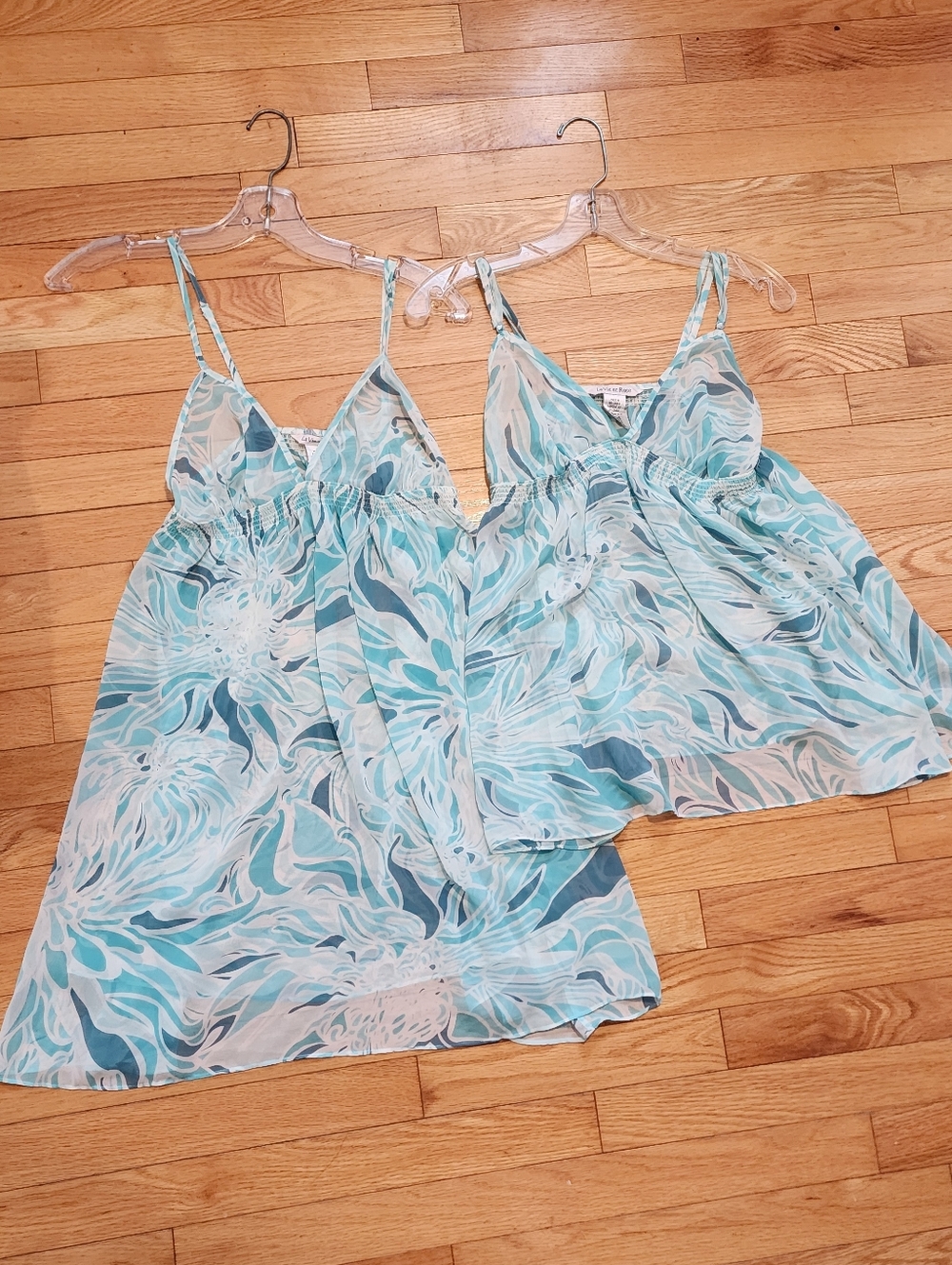 2 Piece Set of Sheer Blue and White Babydoll Lingerie